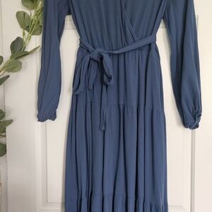Elegant Blue Wrap Dress